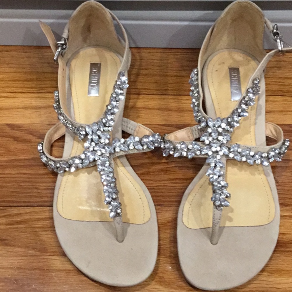 Schultz nude suede embellished sandals Us 6 nwot